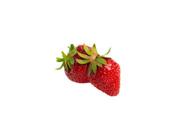 Two fresh strawberries – PNG, front view, isolated on transparent background
