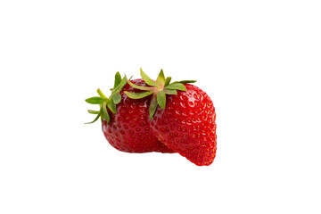 Two ripe strawberries – PNG, front view, isolated on transparent background