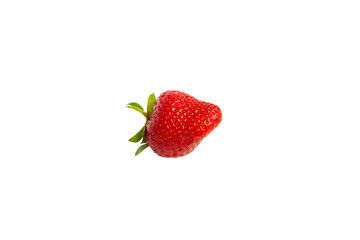 Strawberry with leaves – PNG, front view, isolated on transparent background
