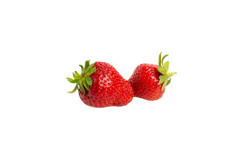 Two ripe strawberries – PNG, front view, isolated on transparent background
