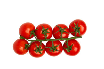 Cherry tomatoes on vine – PNG, top view, isolated on transparent background