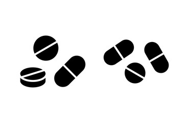 Pills icon vector illustration. capsule icon. Drug sign and symbol