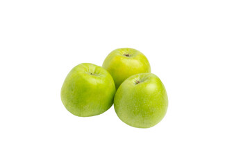 Three green apples – PNG, front view, isolated on transparent background