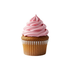 Pink Cupcake with Swirled Frosting and Decorative Sprinkles