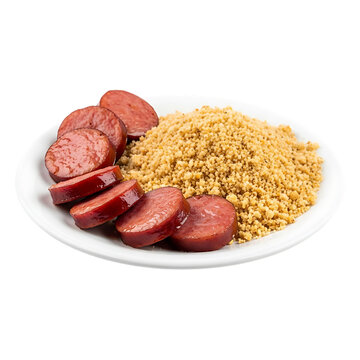 Calabresa com Farofa - Brazilian Sausage with Cassava Farofa