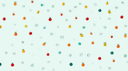Tropical Fruit Pattern Vector with Colorful Elements and Leaves