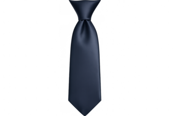 Blue silk elegant tie with knot on transparent background, perfect for formal events and business attire