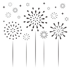 シンプルな打ち上げ花火のシルエットのイラスト