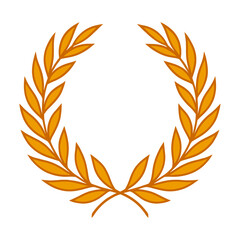 Vector art of a golden laurel wreath is isolated on white background