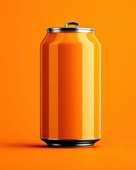 Fototapeta premium Vibrant Orange Soda Can Mockup on Bright Background for Presentation