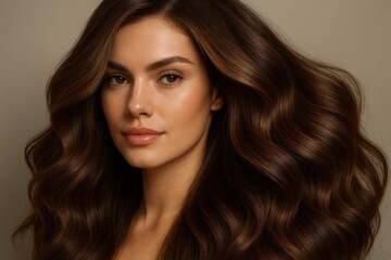 Naklejka premium Natural brunette hair texture with rich chocolate tones and healthy shine