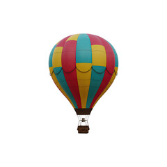 Fototapeta premium Hot air balloon with colorful stripes, floating peacefully in the sky