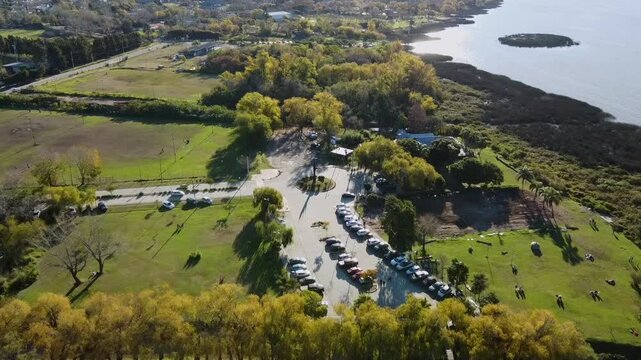 Drone view of the former Catalejo restaurant empty space and BarIsidro, soon to be demolished, next to the coastal access roundabout. A historic change in San Isidro.