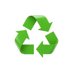 Green recycling symbol on white background representing eco-friendly practices