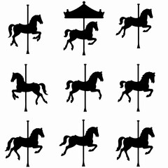 Carousel Horses Silhouette Merry Go Round Classic © Sabiqul