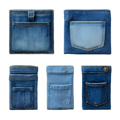 Denim Pocket Variations Blue Jeans Fabric Texture Samples
