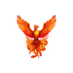 Obraz premium Phoenix bird in flames rising in mythological rebirth pose