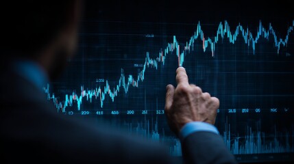 Financial Analyst Reviewing Stock Market Data on a Digital Screen Analyzing Investment Trends and Growth Potential Exploring Economic Indicators for Strategic Decisions Business   