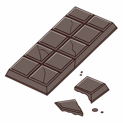 Doodle Style Dark Chocolate Bar Vector Illustration, Sweet Dessert Chocolate Block Graphic, Cocoa Indulgence Sketch for Food Design