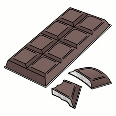 Sweet Dessert Chocolate Block Graphic, Cocoa Indulgence Sketch for Food Design, Confectionery and Sweetness Illustration