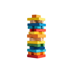 Obraz premium Colorful wooden stacking blocks tower game isolated on white background for leisure concepts