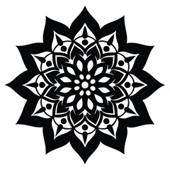 Intricate Mandala Design Black and White Geometric Floral Pattern
