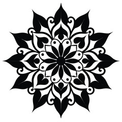 Intricate Black and White Mandala Design  Floral Symmetrical Pattern