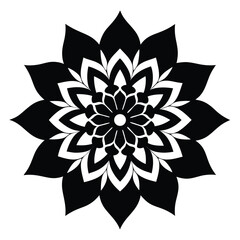 Elegant Black and White Mandala Design Intricate Floral Pattern for Art and Decor