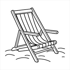 A lineart illustration of a beach chair on sand