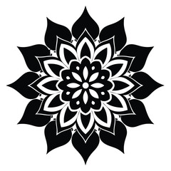 Elegant Black and White Mandala Design Intricate Floral Pattern