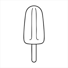 A simple black outline drawing of an ice cream popsicle on a stick