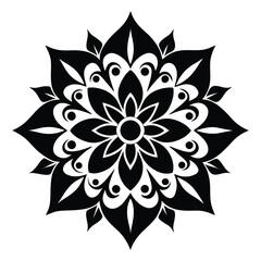 Fototapeta premium Elegant Black and White Mandala Flower Design Intricate Floral Pattern