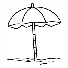Beach umbrella drawing curved sand lines at base