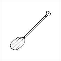 Line art of a paddle featuring a bulbous handle and a bladed end with internal supports