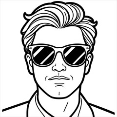 Man with sunglasses stylized hair and minimal facial details