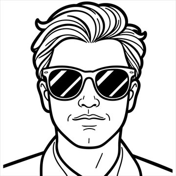 Man with sunglasses stylized hair and minimal facial details