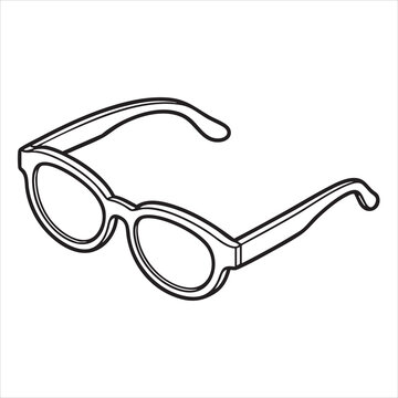 Outline drawing of glasses with thick black lines showing lenses  frames against a white background