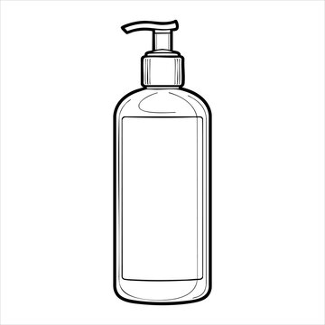Outlined lotion bottle with pump transparent body and rectangular label area