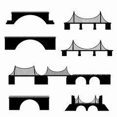 Bridge silhouettes collection, architecture structure urban