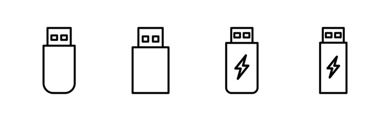 Usb icon set. Flash disk icon vector