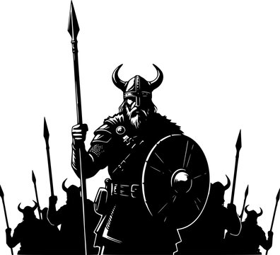 Vikings Silhouette Black Clipart for Norse and Warrior Designs
