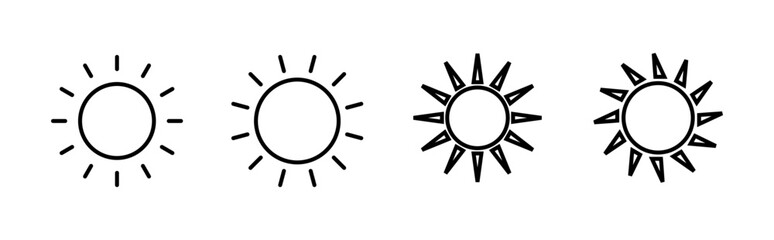 Sun icon set. Brightness Icon vector