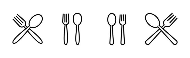 spoon and fork icon set. spoon, fork and knife icon vector. restaurant icon