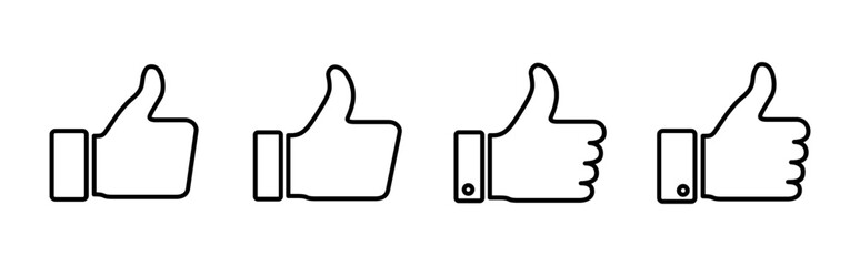 Thumbs up icon set. Hand like. Like icon vector.