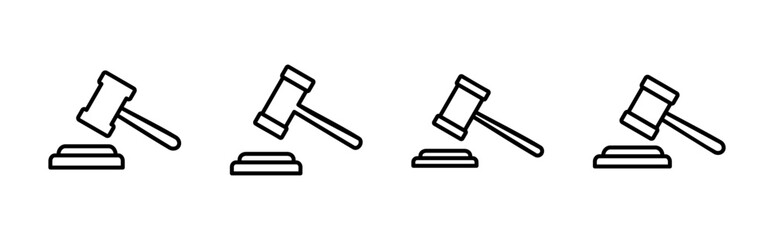 Gavel icon set. judge gavel icon vector. law icon vector. auction hammer