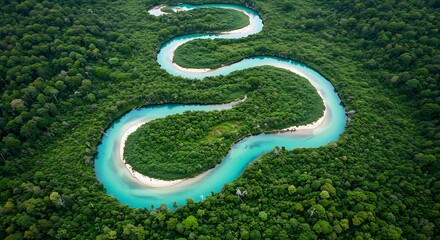 River meanders through a lush jungle