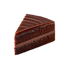 Slice of rich chocolate cake, ideal for dessert-themed content and indulgence visuals