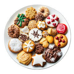 Assorted christmas cookies on white plate