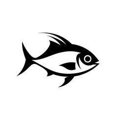 Fototapeta premium Black icon of a stylized tuna fish with sharp fins and pointed tail