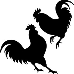 silhoutte two rooster are the fight 